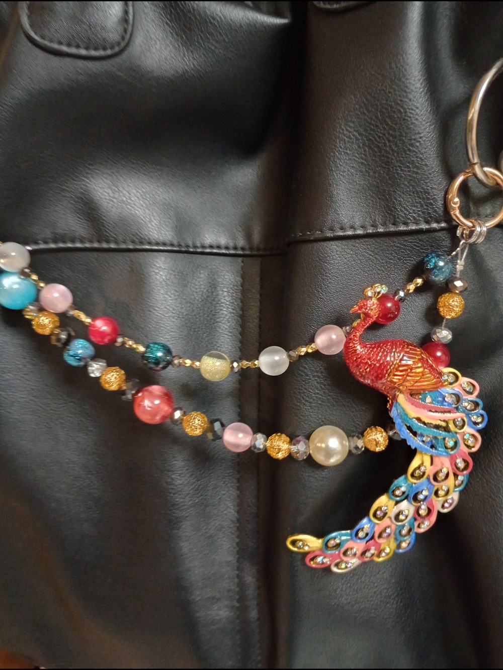 Colorful Beaded Peacock Bag/Purse/Phone Chain